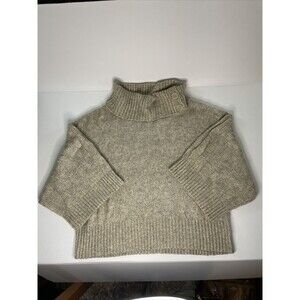 DKNY Jeans Womens Cowl Neck Tunic Pullover Crop Sweater Taupe